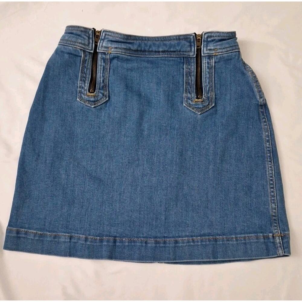 Anthropologie Pilcro The Letterpress Sz 6 Denim Zipper Front Short A-line Skirt
